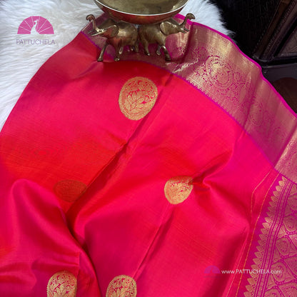 Pink Kanchipuram SILKMARK Certified Handloom Silk Saree | Kanjivaram Silks