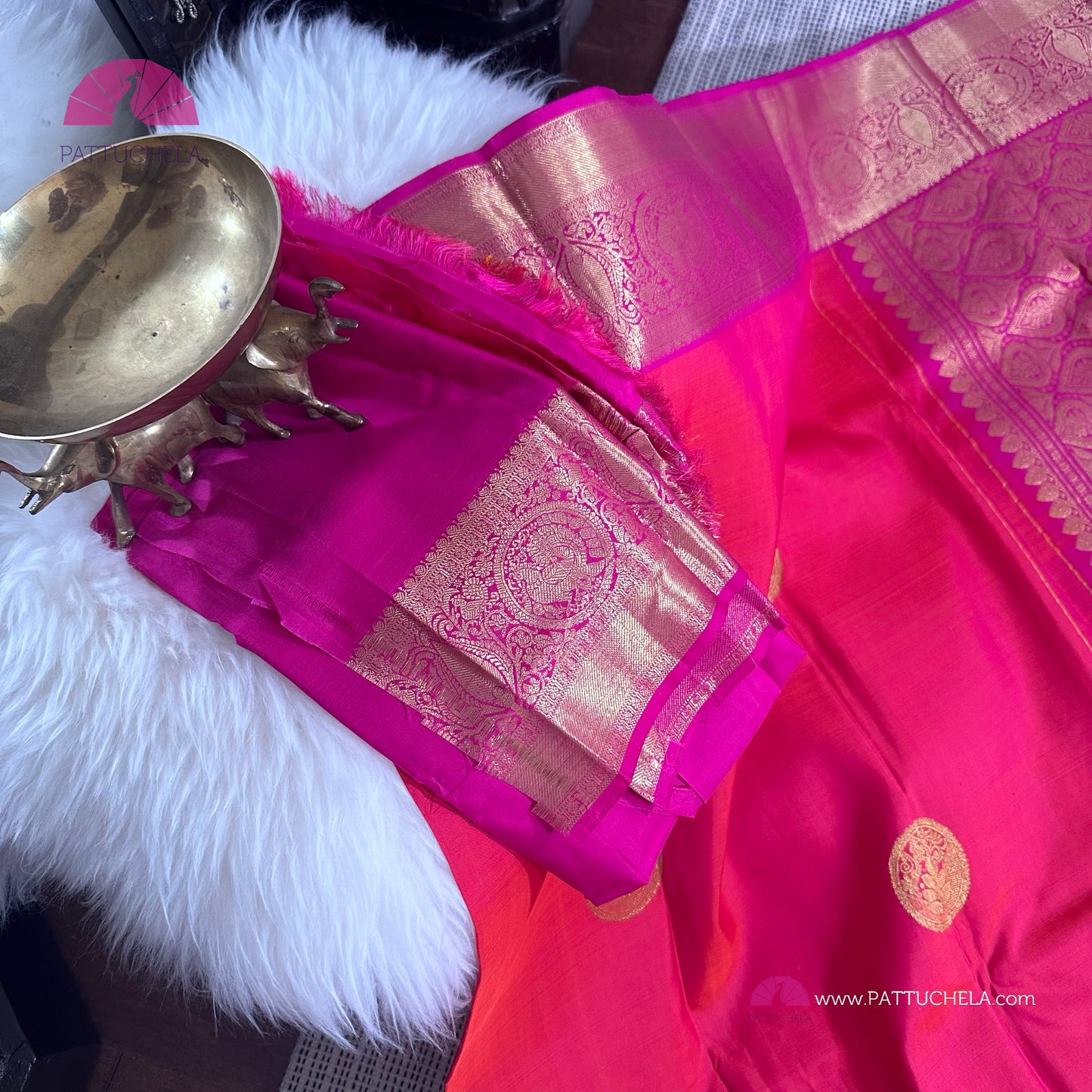 Pink Kanchipuram SILKMARK Certified Handloom Silk Saree | Kanjivaram Silks