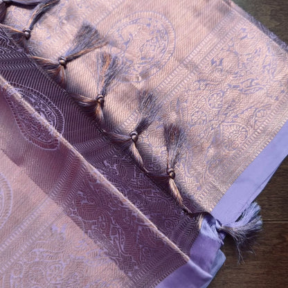 Pastel Lavender Kanjvaram Silk Saree with Copper Zari weavings