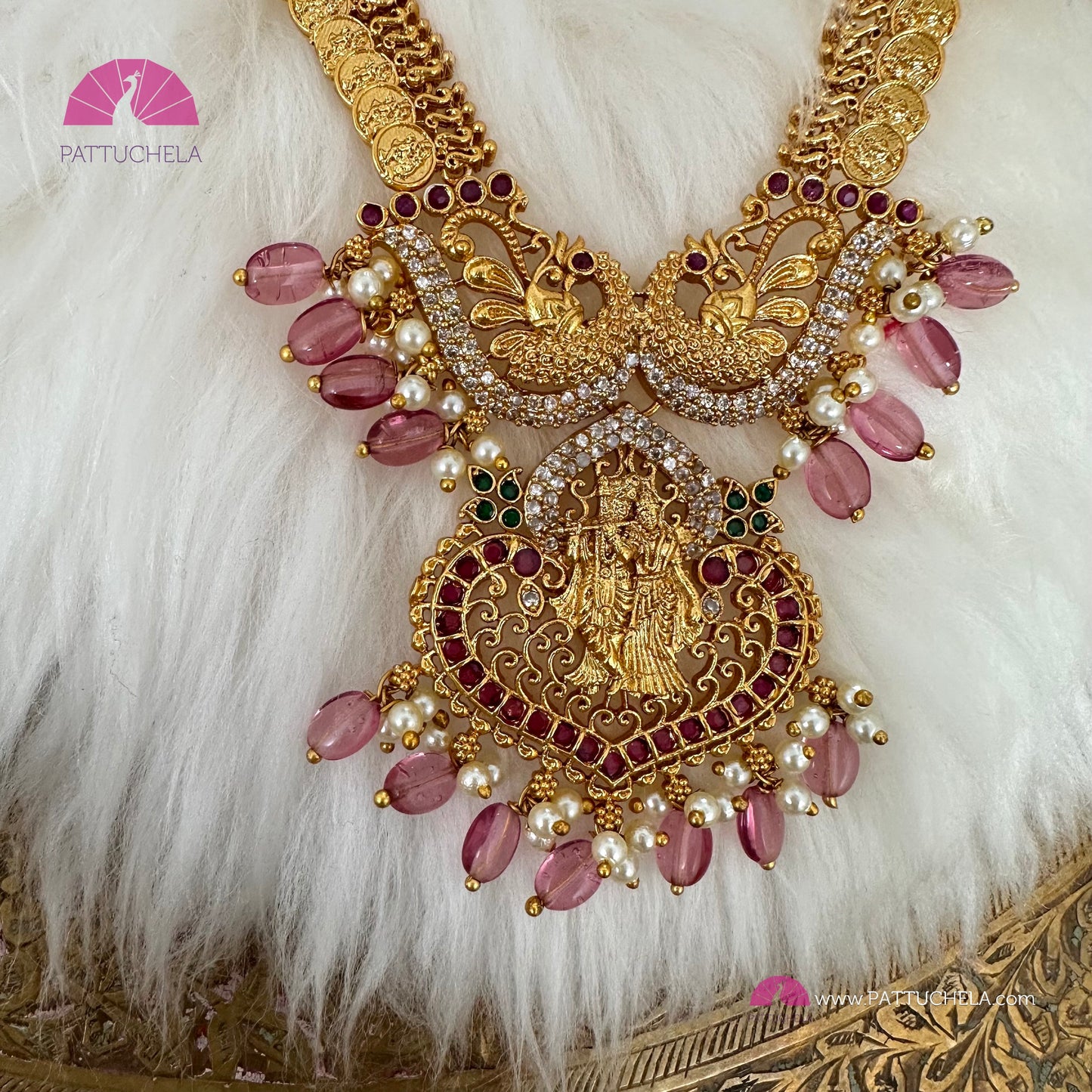 Long Coin mala with Pendant | Kashu Mala | Lakshmi necklace | Haar | Kerala jewelry | Temple Jewellery | Kemp Jewelry | Indian Jewelry