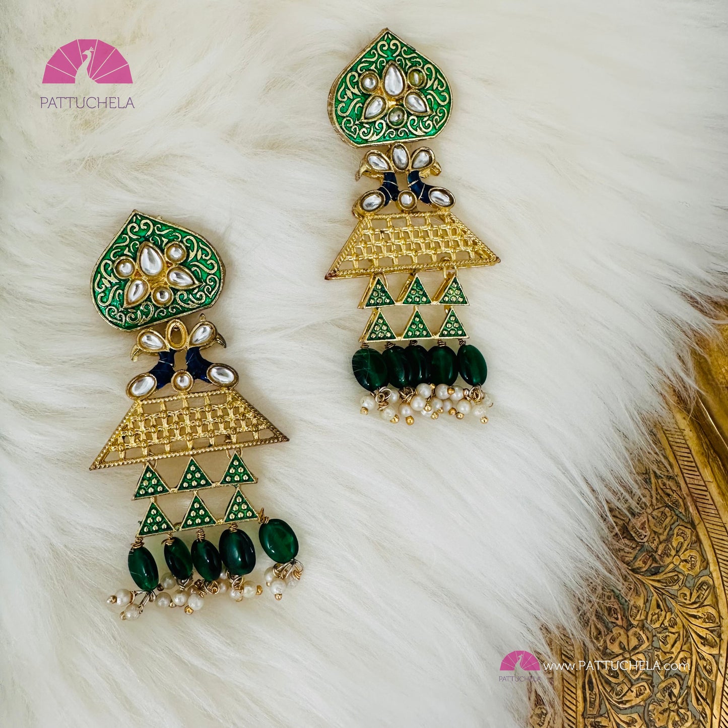 Long beaded necklace Set with Meenakari Kundan Pendant | Bead Mala | Indian Jewelry