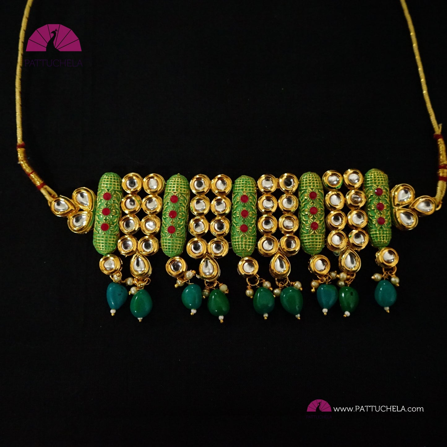 Green Enamel Kundan Chocker Necklace Set | Polki Jewelry | Wedding jewelry | Indian Jewelry