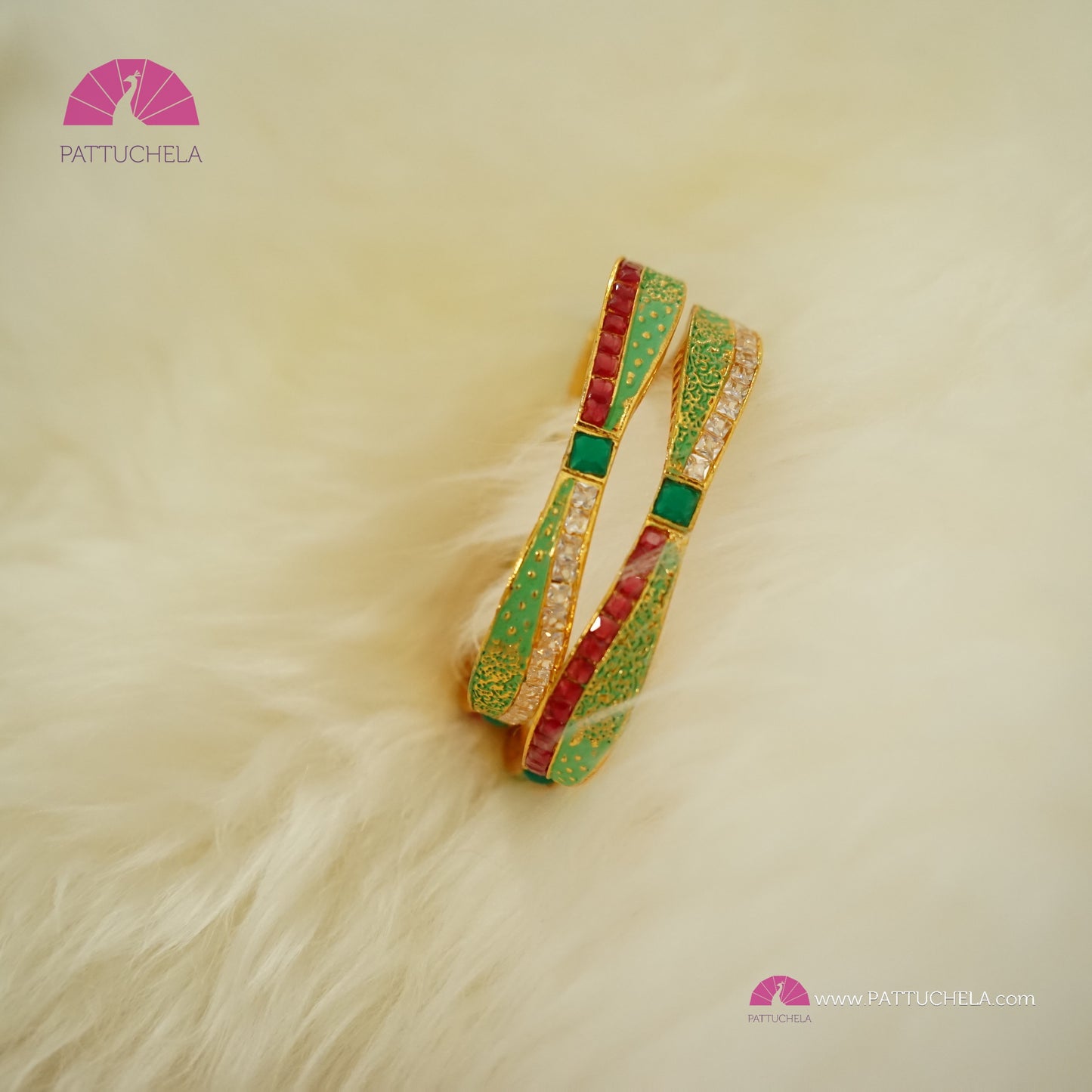 Pair of Square Bangles with multi colour Stones and Enamels | Gold Bangles | Kadas | Square Bangles | Indian Jewelry