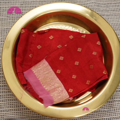 Pink and Red Ombre Banarasi Georgette Soft Silk Jaal handwoven Saree