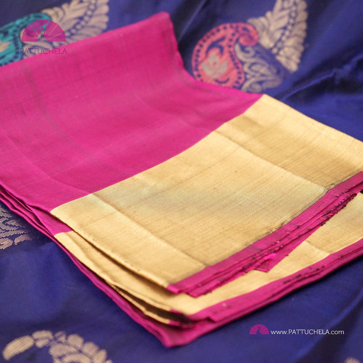 Navy Blue Pure Kanchipuram Soft Silk Saree with Meenakari Paisley Zari Motifs | Wedding Saree | SILK MARK CERTIFIED | Kanjivaram Silks