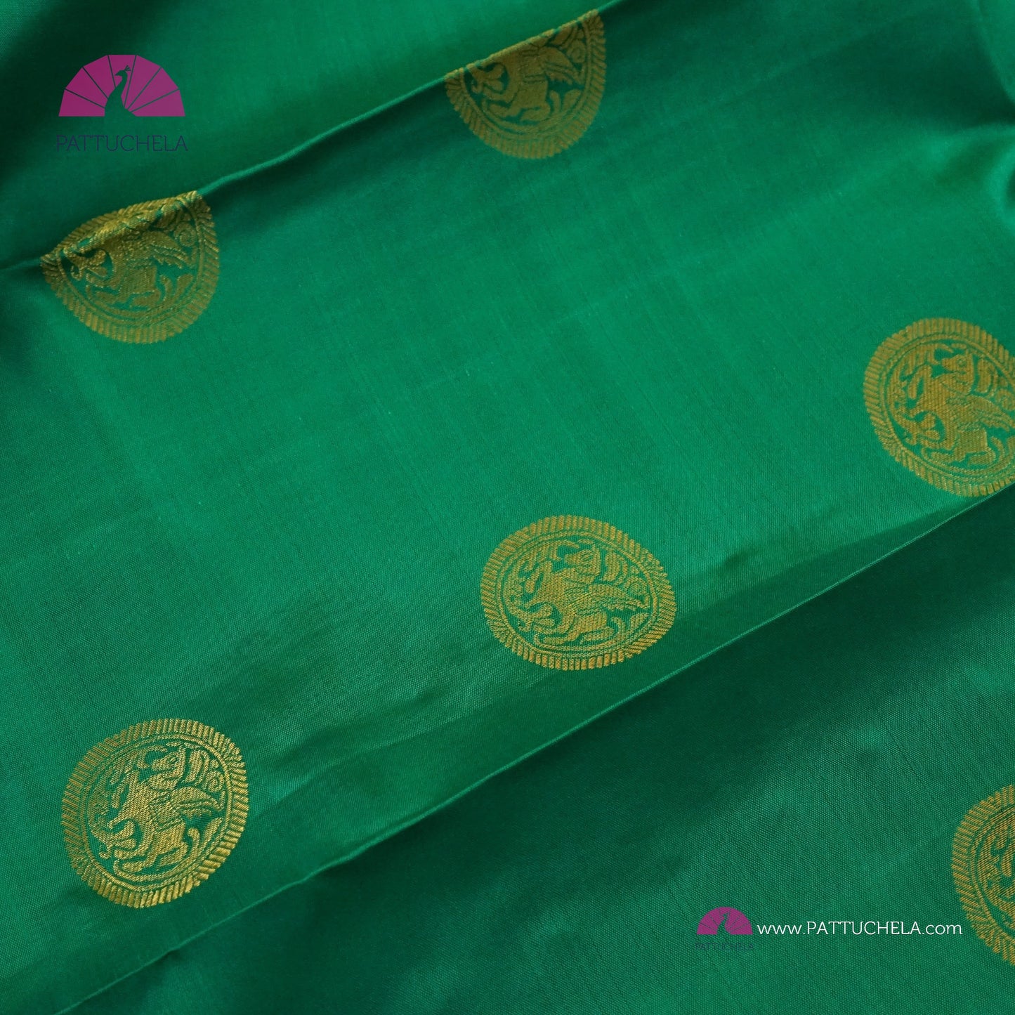 Rama Green Kanchipuram Handloom SILK MARK CERTIFIED Saree with zari Border