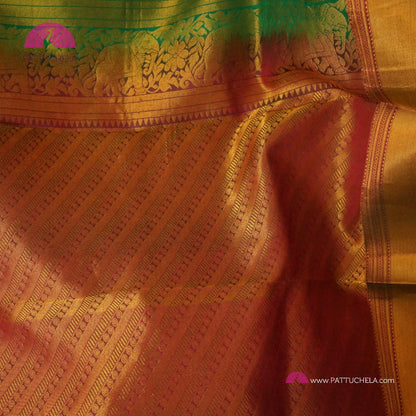 Rama Green Kanchipuram Handloom SILK MARK CERTIFIED Saree with zari Border