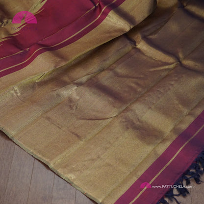 Maroon Kanchipuram Rekha Style Handloom SILK MARK CERTIFIED Silk Saree