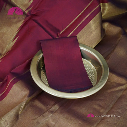 Maroon Kanchipuram Rekha Style Handloom SILK MARK CERTIFIED Silk Saree