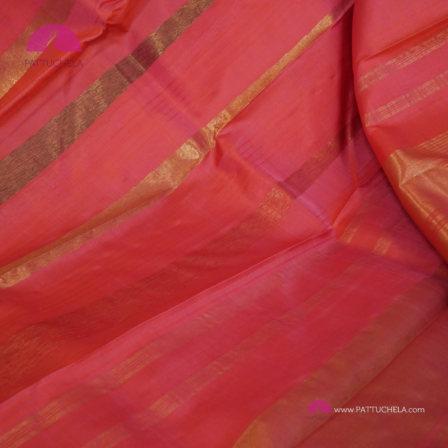 Pure Kanchipuram Handloom SILK MARK CERTIFIED Saree with contemporary Temple border Pattern in Peach Pink