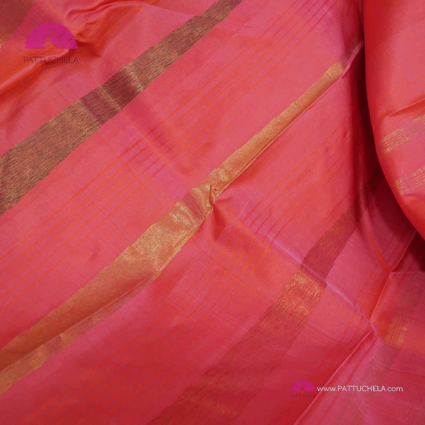 Pure Kanchipuram Handloom SILK MARK CERTIFIED Saree with contemporary Temple border Pattern in Peach Pink