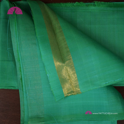 Pure Kanchipuram Handloom SILK MARK CERTIFIED Saree with contemporary Temple border Pattern in Teal Green