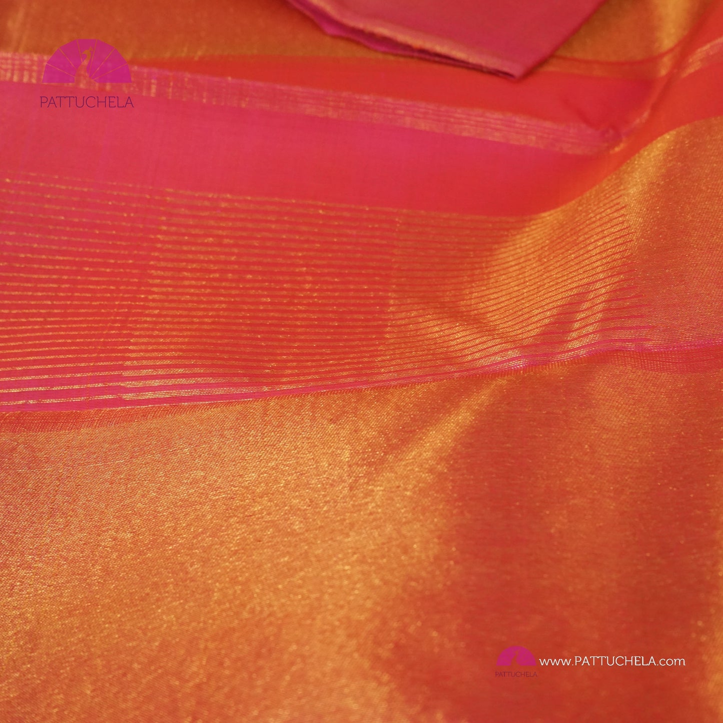 Pink Peach Kanchipuram Vidhya Balan Style Rising Temple Border Handloom SILK MARK CERTIFIED Saree