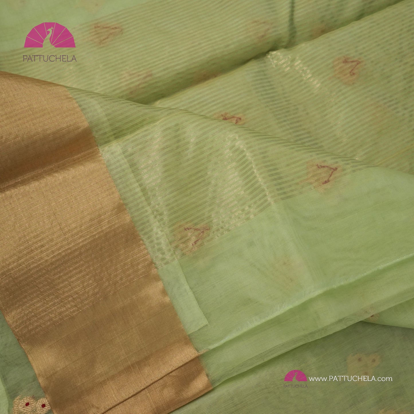 Pastel Pistachio Green Chanderi Katan Meenakari Handloom Silk Saree with Bavanchi Border