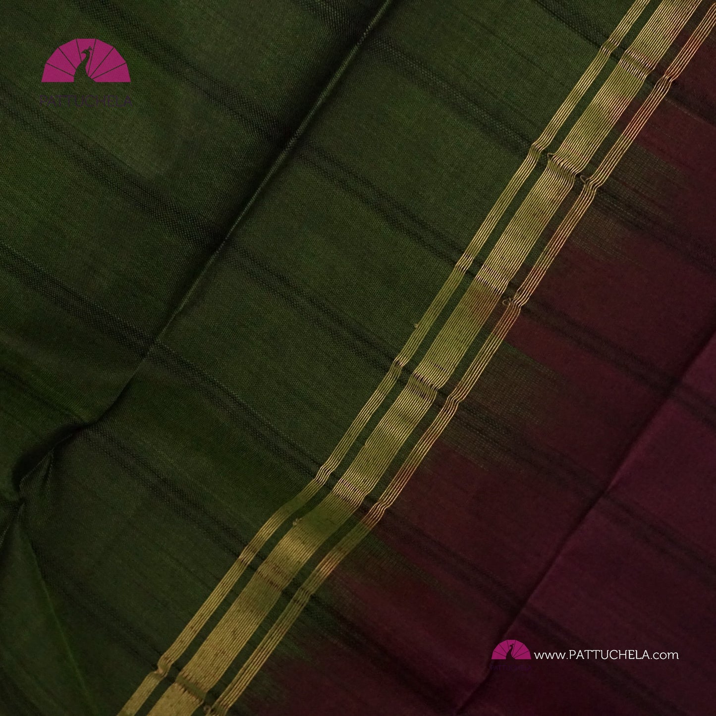 Simple Pure Kanchipuram Silk Saree in Green with contrast multi color Border | Striped body Pattern | Kanjivaram Silks