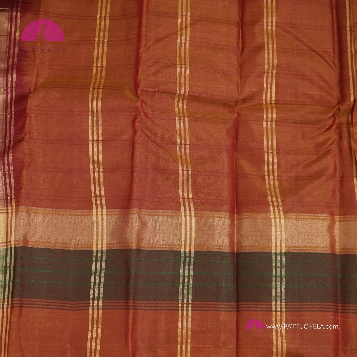 Simple Pure Kanchipuram Silk Saree in Maroon with contrast multi color Border | Striped body Pattern | Kanjivaram Silks