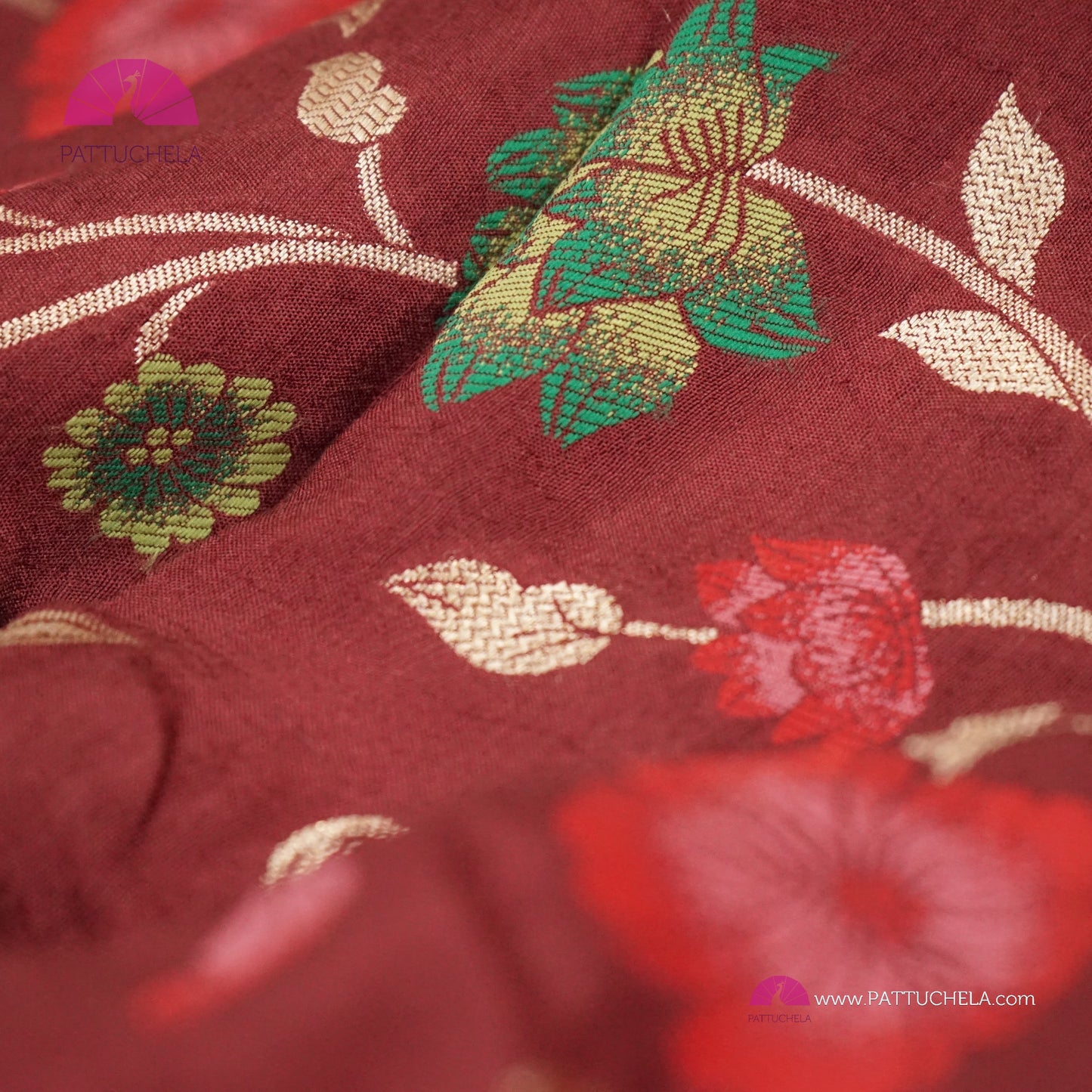 Maroon Banarasi Munga Handwoven Soft Silk Sareewith Meenakari Jaal weaves