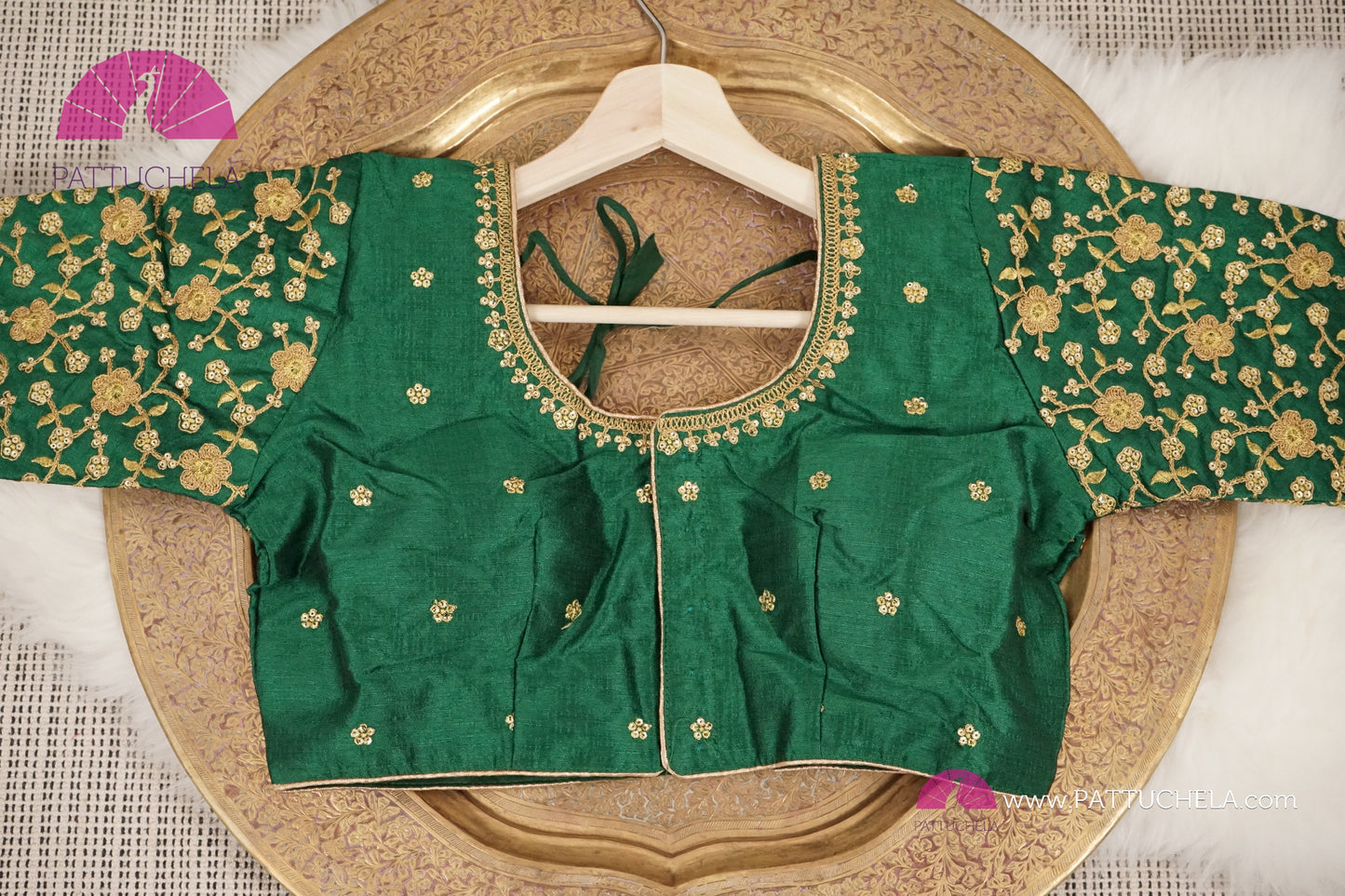 Green Readymade Designer Blouse with floral embroidery For Women for Party, Festivals, Occasion Wear | Ready made Blouse