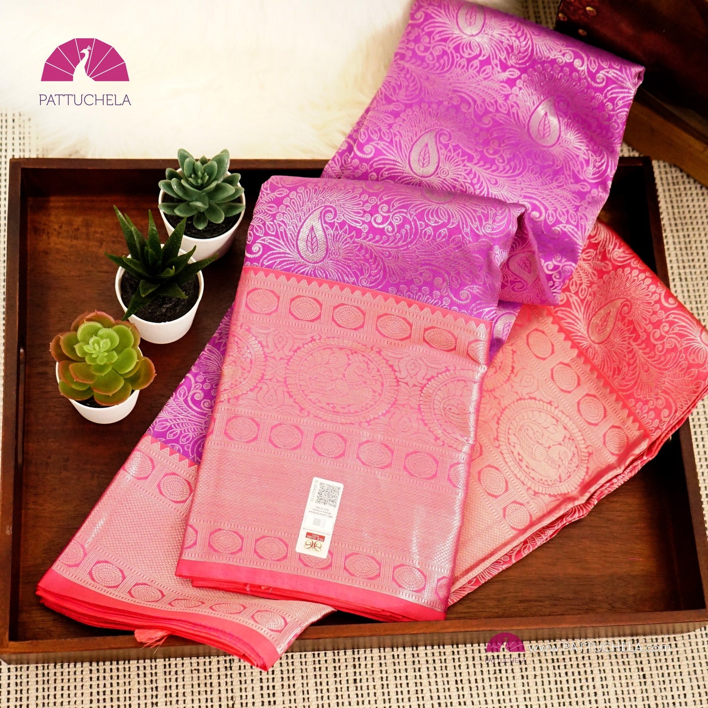 Pure Kanchipuram Handloom SILK MARK CERTIFIED Saree in Lavender and Pink Hues