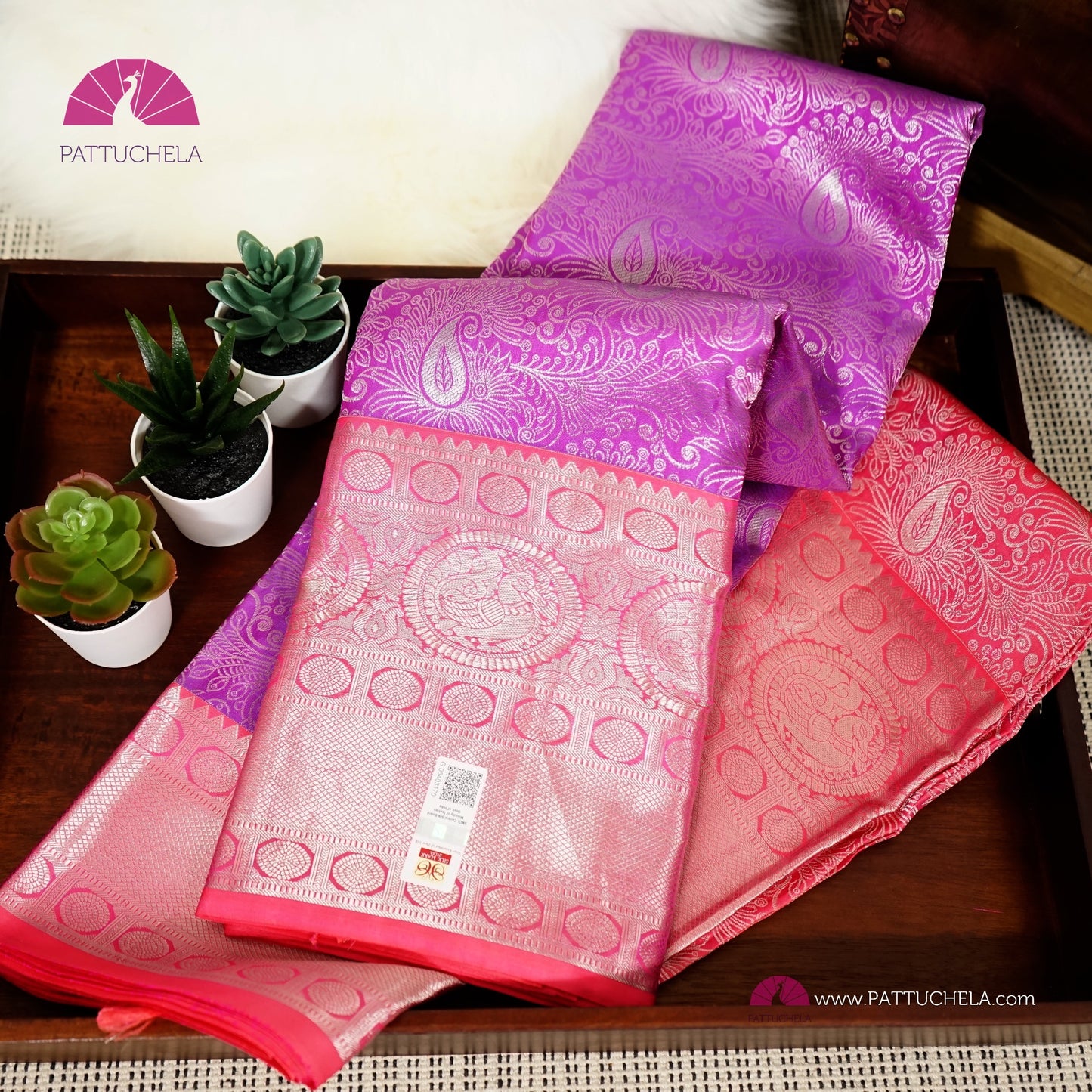 Pure Kanchipuram Handloom SILK MARK CERTIFIED Saree in Lavender and Pink Hues