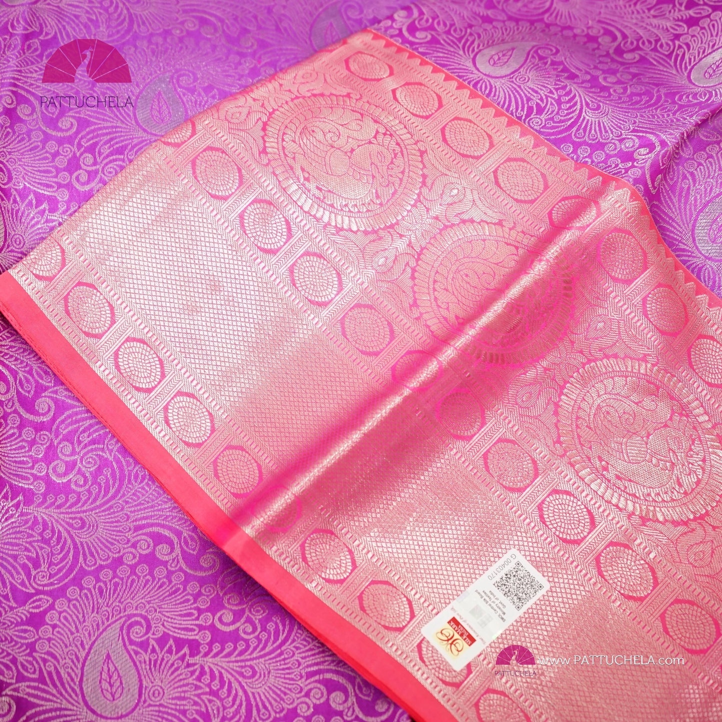 Pure Kanchipuram Handloom SILK MARK CERTIFIED Saree in Lavender and Pink Hues