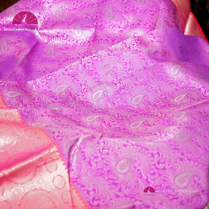 Pure Kanchipuram Handloom SILK MARK CERTIFIED Saree in Lavender and Pink Hues