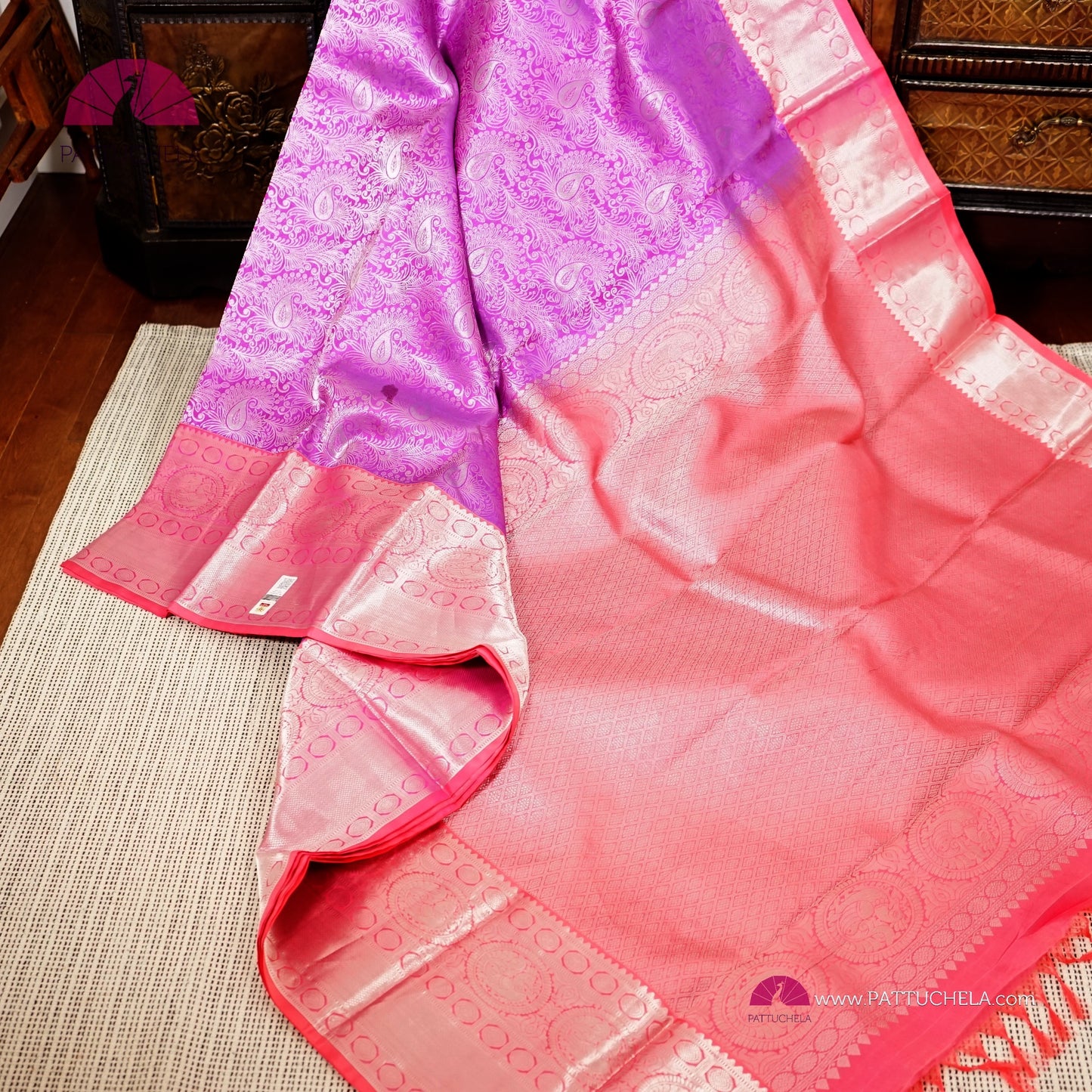 Pure Kanchipuram Handloom SILK MARK CERTIFIED Saree in Lavender and Pink Hues