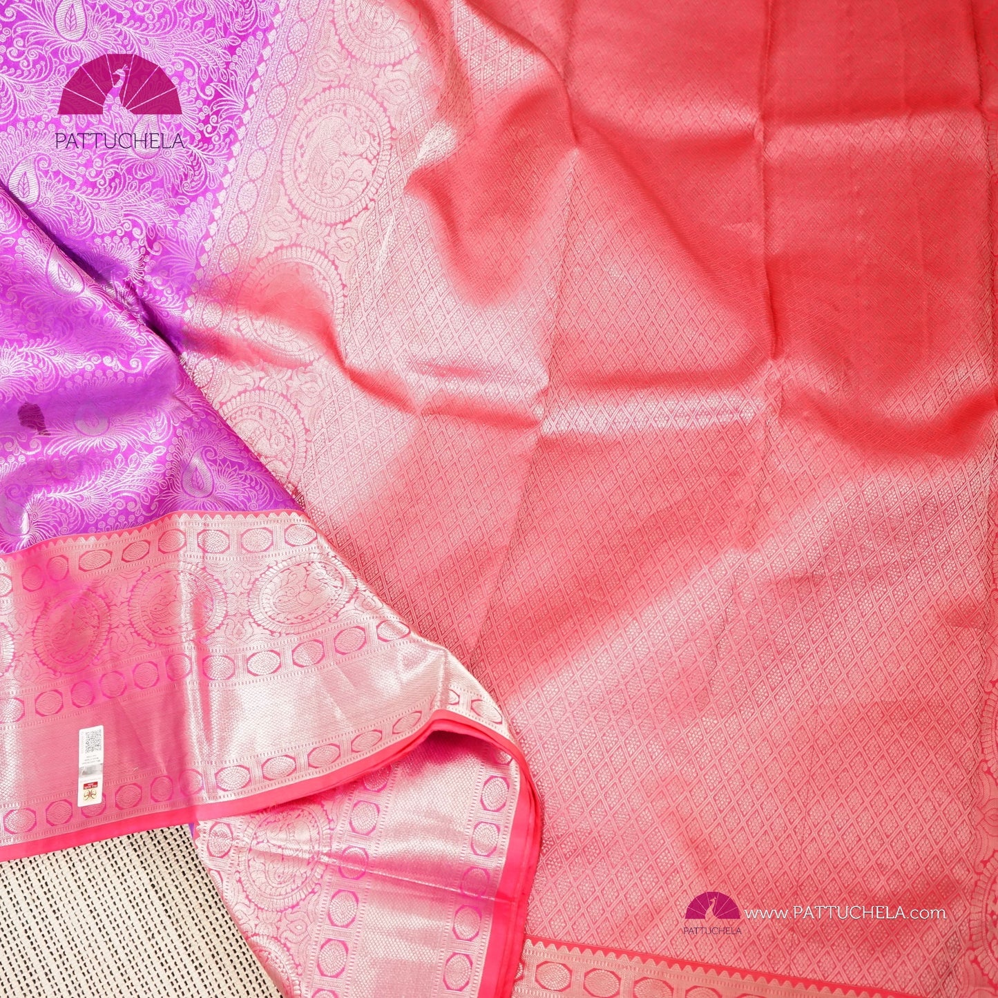 Pure Kanchipuram Handloom SILK MARK CERTIFIED Saree in Lavender and Pink Hues