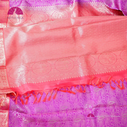 Pure Kanchipuram Handloom SILK MARK CERTIFIED Saree in Lavender and Pink Hues