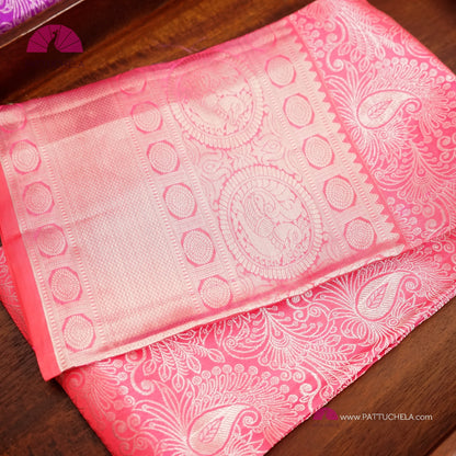 Pure Kanchipuram Handloom SILK MARK CERTIFIED Saree in Lavender and Pink Hues