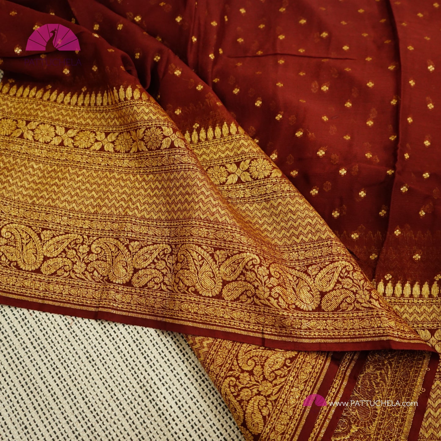 Gorgeous Khaddi Banarasi Georgette Silk Saree in Coffee Brown colour