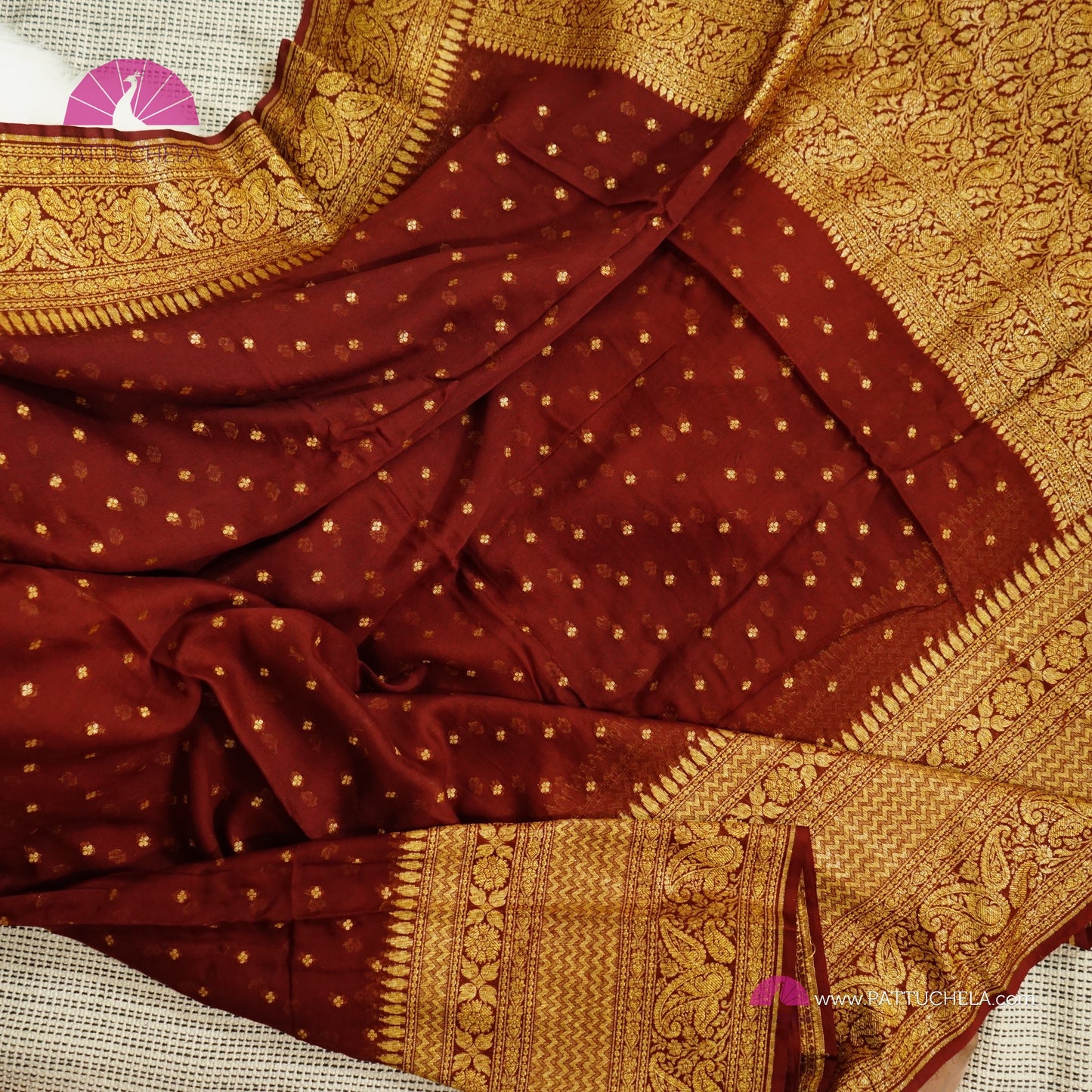 Gorgeous Khaddi Banarasi Georgette Silk Saree in Coffee Brown colour