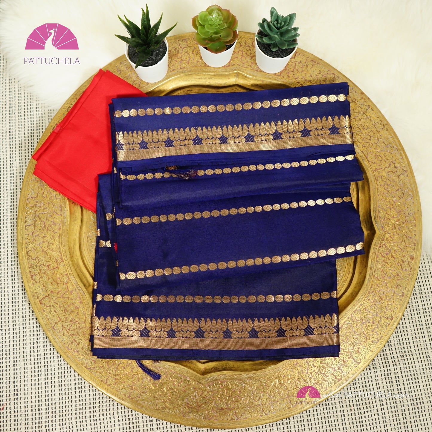 Blue Kanchipuram Stripes Silk Saree with Gold Zari Weaved Border | Wedding Saree | Silk Mark Certified | PattuChela