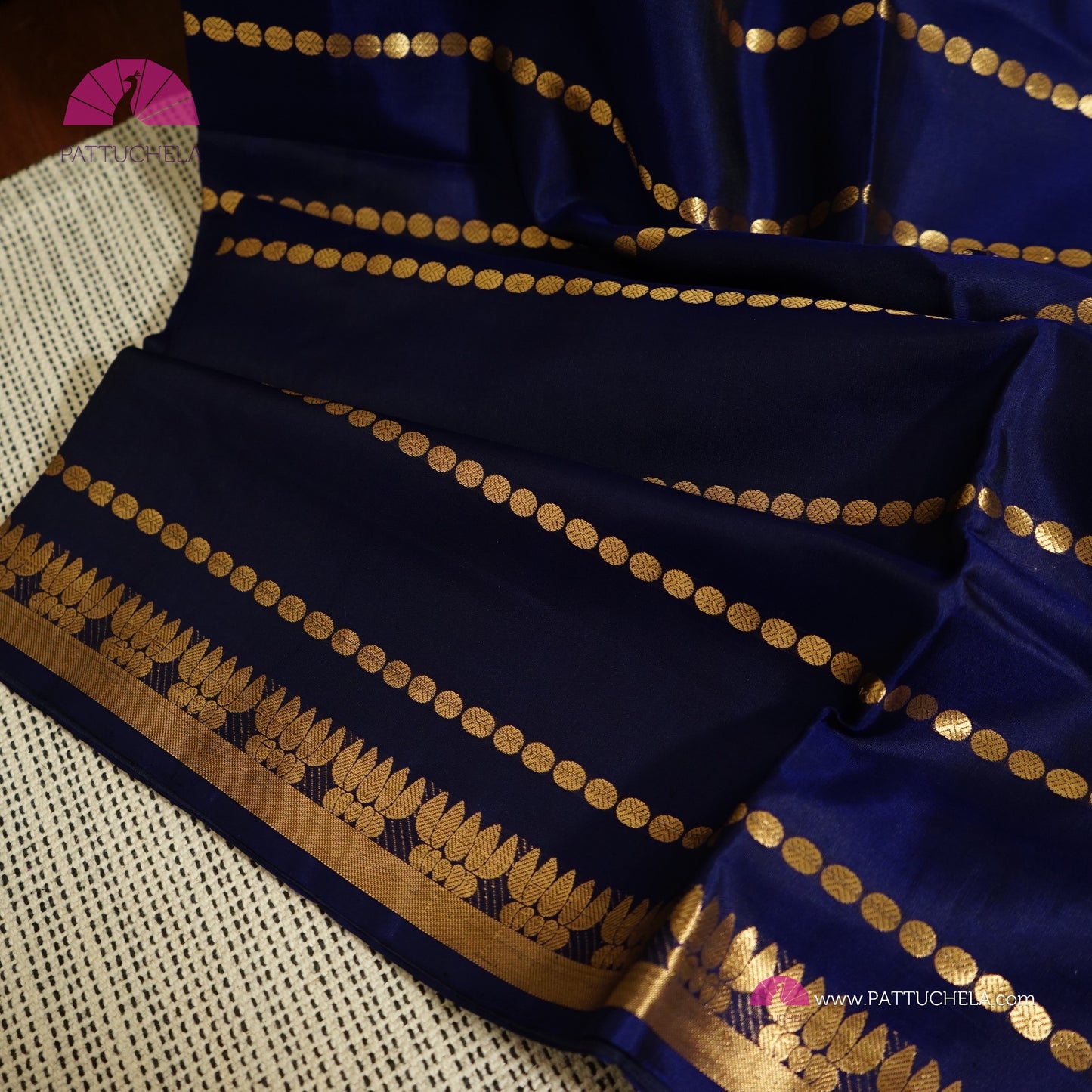 Blue Kanchipuram Stripes Silk Saree with Gold Zari Weaved Border | Wedding Saree | Silk Mark Certified | PattuChela