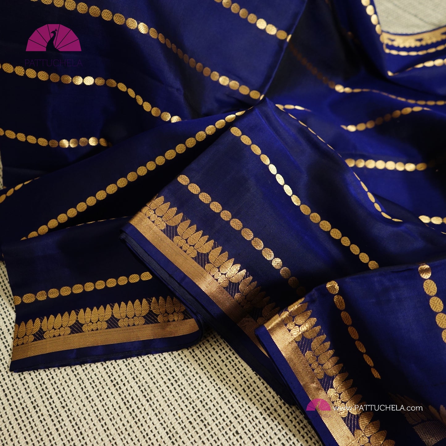 Blue Kanchipuram Stripes Silk Saree with Gold Zari Weaved Border | Wedding Saree | Silk Mark Certified | PattuChela