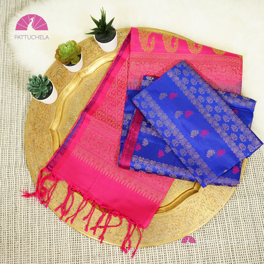 Gorgeous Blue Kanchipuram Soft Silk Saree in striped line zari weaves | Party Wear | Silk mark Certified | Kanjivaram Silks | PattuChela Silks